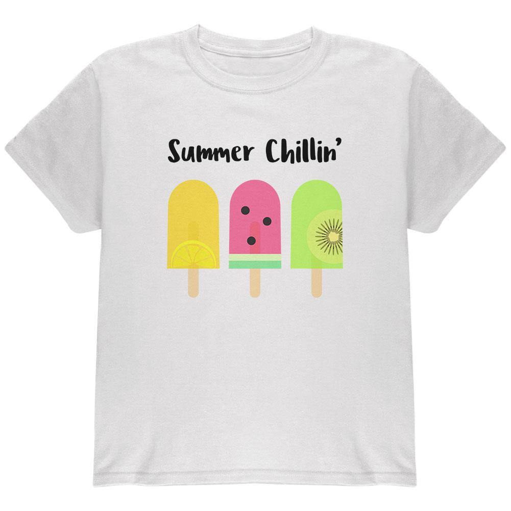 Summer Sun Ice Pop Summer Chillin Youth T Shirt Youth T-Shirts Old Glory LG White 