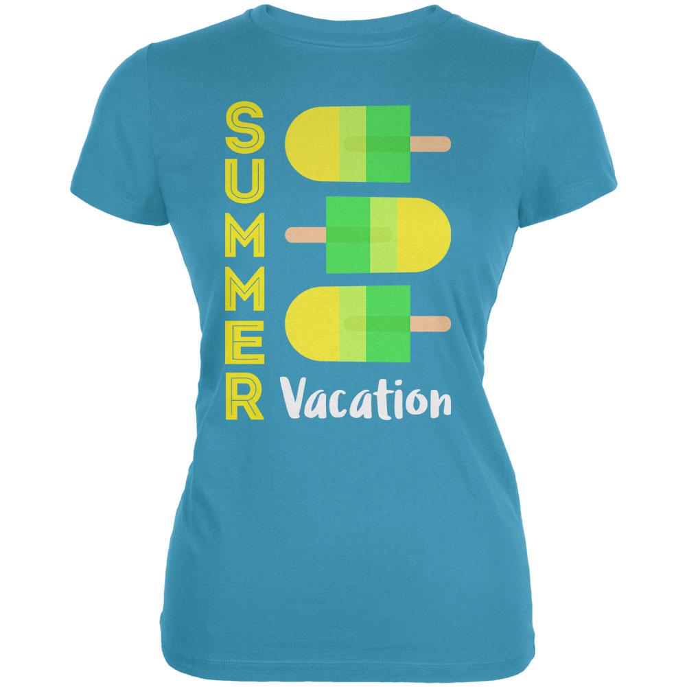 Summer Sun Ice Pop Summer Vacation Juniors Soft T Shirt Juniors T-Shirts Old Glory LG Blue 