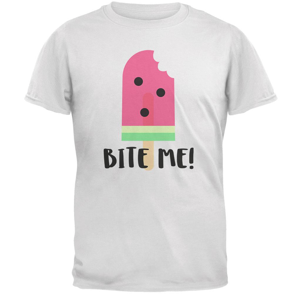 Summer Sun Ice Pop Watermelon Bite Me Mens Soft T Shirt Men's T-Shirts Old Glory 2XL White 