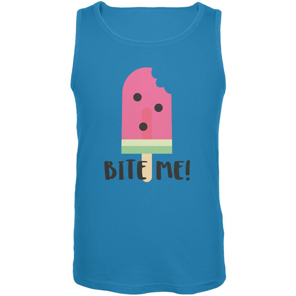 Summer Sun Ice Pop Watermelon Bite Me Mens Tank Top Men's Tank Tops Old Glory LG Blue 