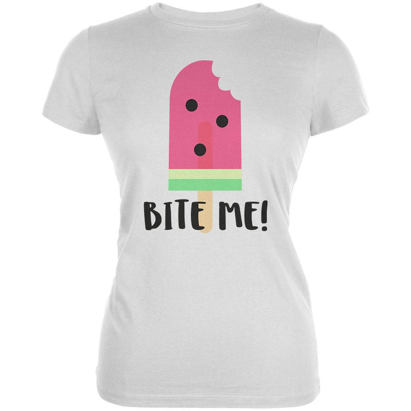 Summer Sun Ice Pop Watermelon Bite Me Juniors Soft T Shirt Juniors T-Shirts Old Glory 2XL White 