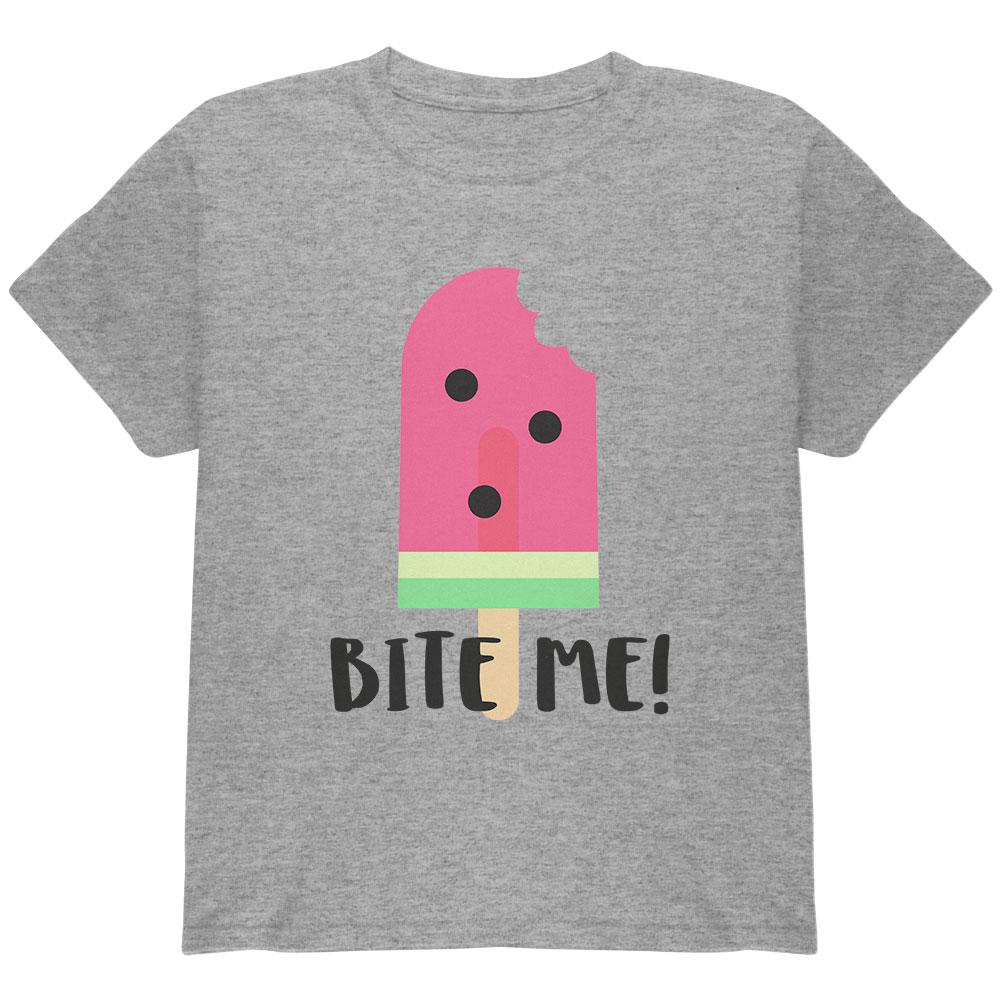 Summer Sun Ice Pop Watermelon Bite Me Youth T Shirt Youth T-Shirts Old Glory LG Grey 