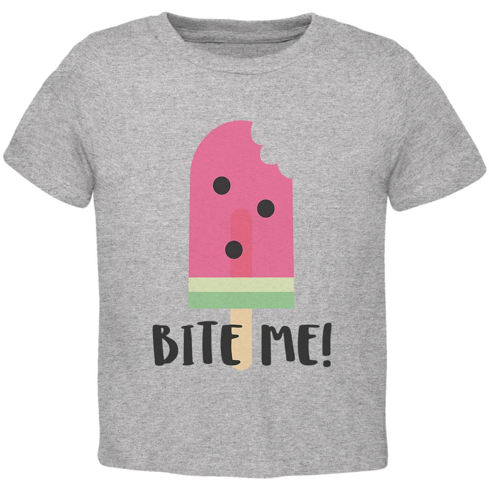 Summer Sun Ice Pop Watermelon Bite Me Toddler T Shirt Toddler T-Shirts Old Glory 2T Grey 