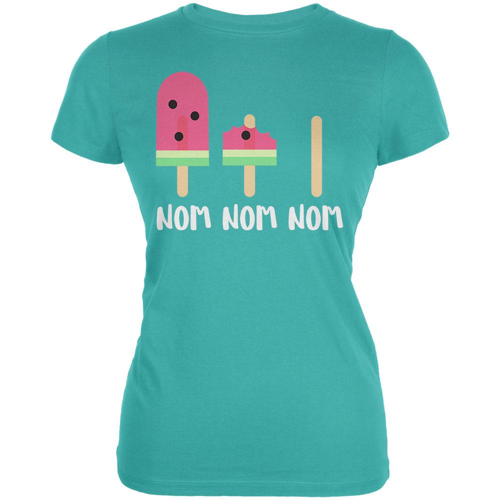 Summer Sun Ice Pop Watermelon Nom Nom Nom Juniors Soft T Shirt Juniors T-Shirts Old Glory LG Blue 