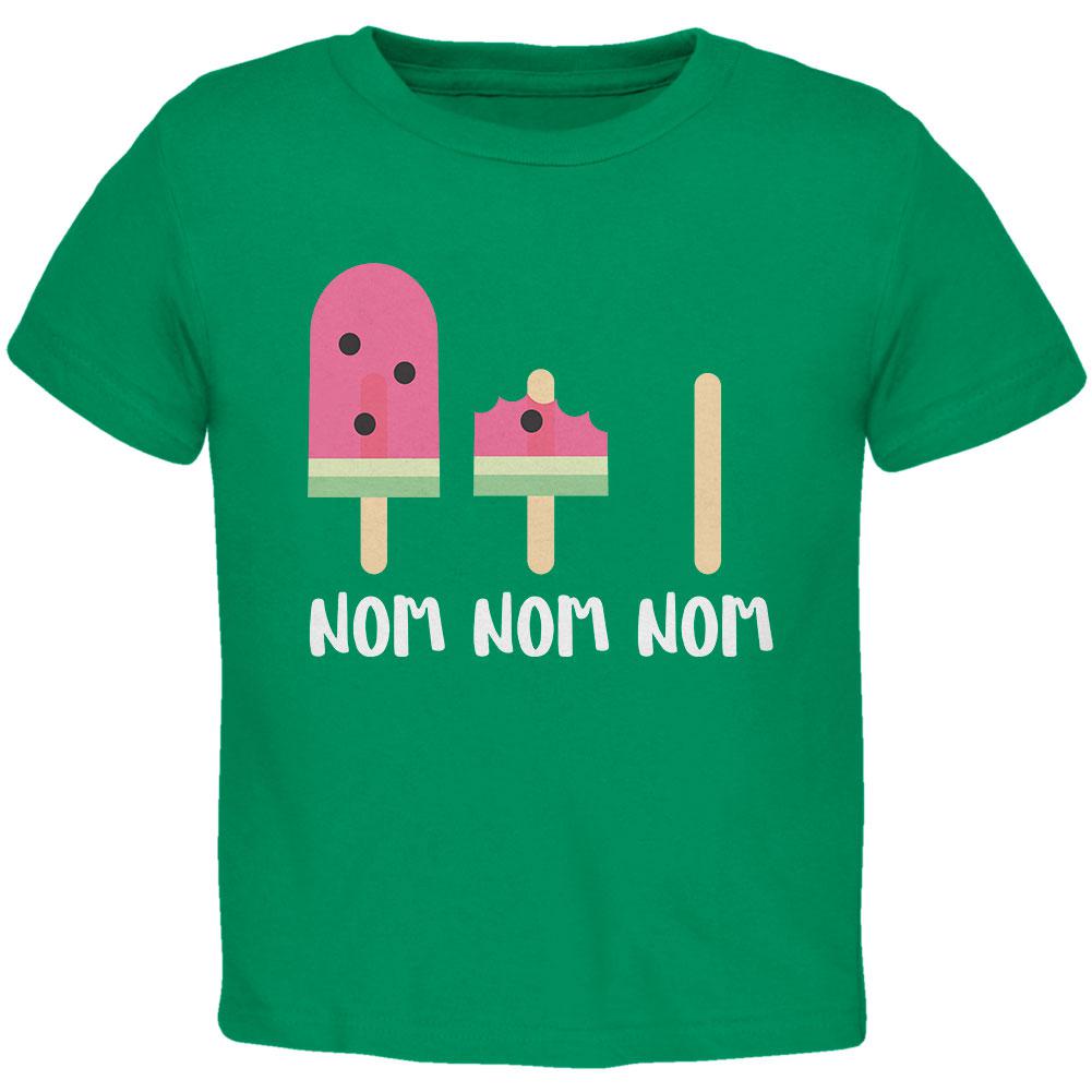 Summer Sun Ice Pop Watermelon Nom Nom Nom Toddler T Shirt Toddler T-Shirts Old Glory 2T Green 