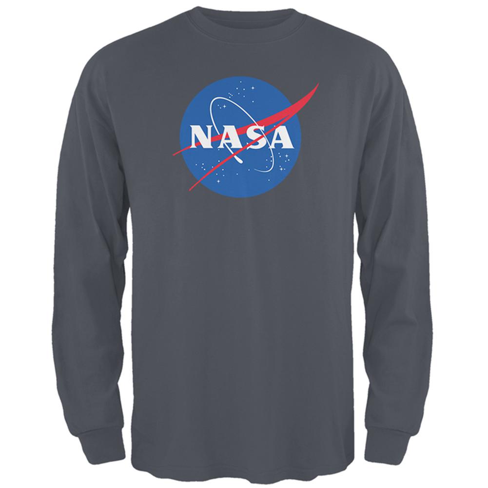 NASA Logo Mens Long Sleeve T Shirt Men's Long Sleeves NASA 2XL Charcoal 