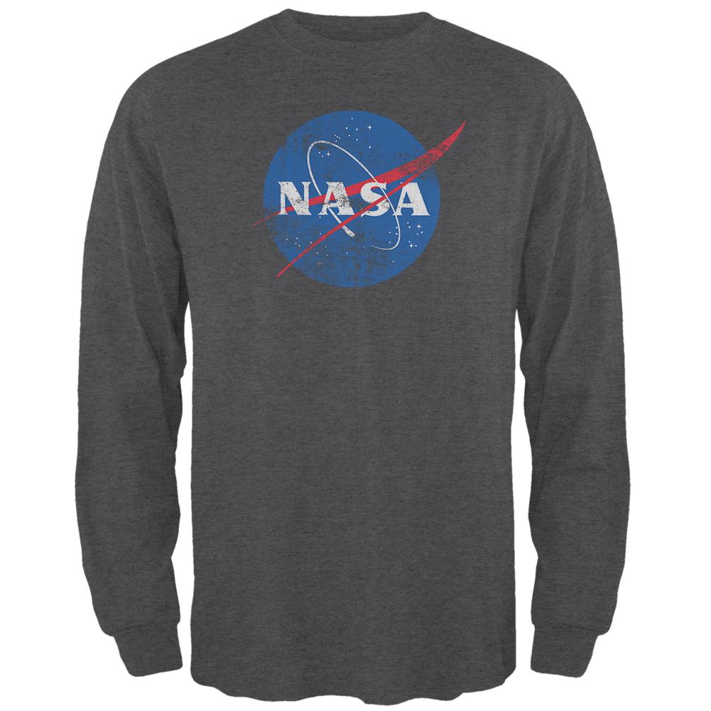 NASA Distressed Logo Mens Long Sleeve T Shirt Men's Long Sleeves NASA 2XL Black 