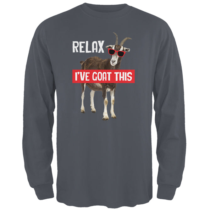 Relax I've Goat Got This Mens Long Sleeve T Shirt Men's Long Sleeves Old Glory 2XL Charcoal 