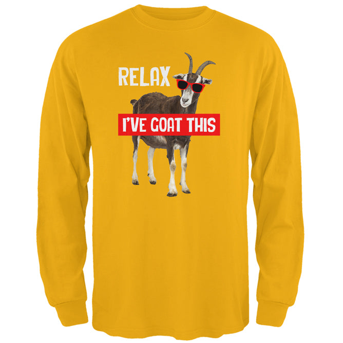 Relax I've Goat Got This Mens Long Sleeve T Shirt Men's Long Sleeves Old Glory 2XL Gold 