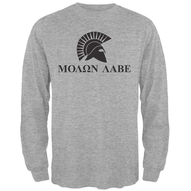 Molon Labe Helmet Mens Long Sleeve T Shirt Men's Long Sleeves Old Glory 2XL Heather 