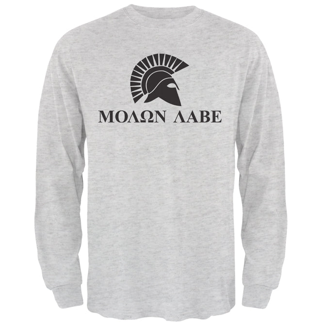 Molon Labe Helmet Mens Long Sleeve T Shirt Men's Long Sleeves Old Glory 2XL Light Heather Grey 