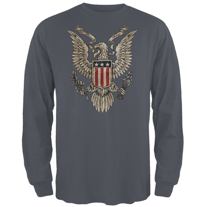 4th Of July Born Free Vintage American Eagle Mens Long Sleeve T Shirt Men's Long Sleeves 4th of July 2XL Charcoal 