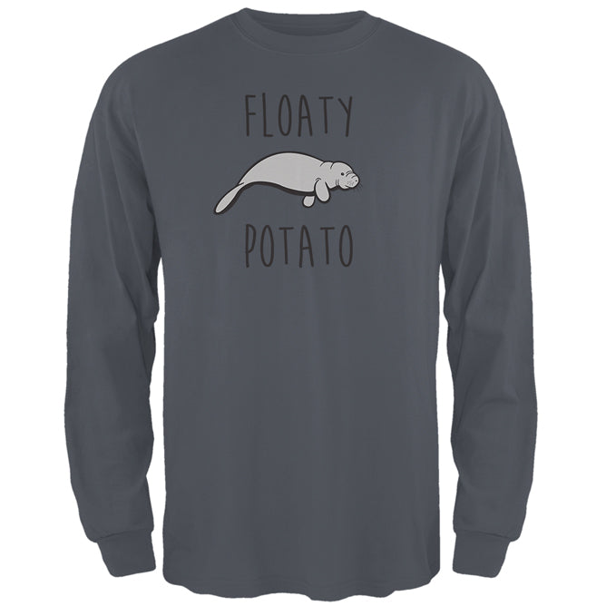 Floaty Potato Manatee Mens Long Sleeve T Shirt Men's Long Sleeves Old Glory 2XL Charcoal 