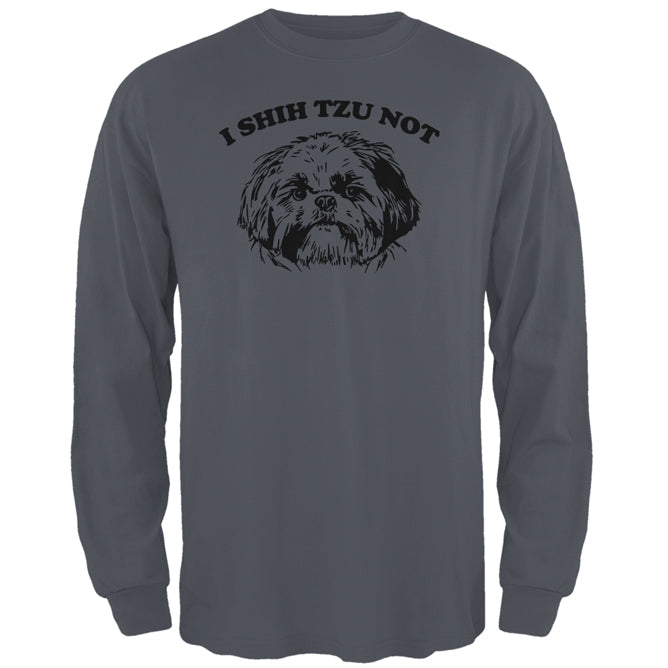 I Shih Tzu Not Mens Long Sleeve T Shirt Men's Long Sleeves Old Glory 2XL Charcoal 