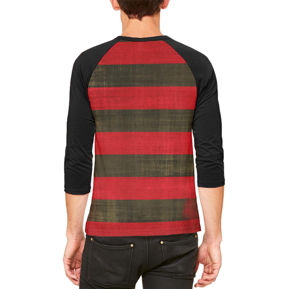 Halloween Striped and Bloody Nightmare Sweater Mens Raglan T Shirt Men's T-Shirts Old Glory   