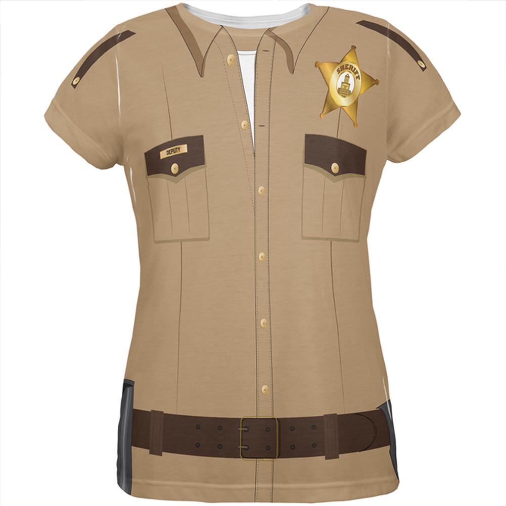 Halloween Costume Sheriff Costume All Over Womens T Shirt Women's T-Shirts Old Glory LG Multi 