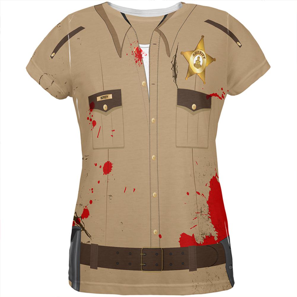 Halloween Costume Zombie Grime Sheriff Walker All Over Womens T Shirt Women's T-Shirts Old Glory LG Multi 