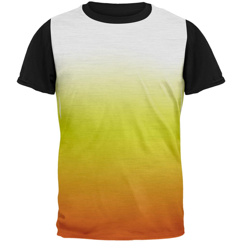 Halloween Candy Corn Ombre Costume All Over Mens Black Back T Shirt Men's T-Shirts Old Glory LG Multi 