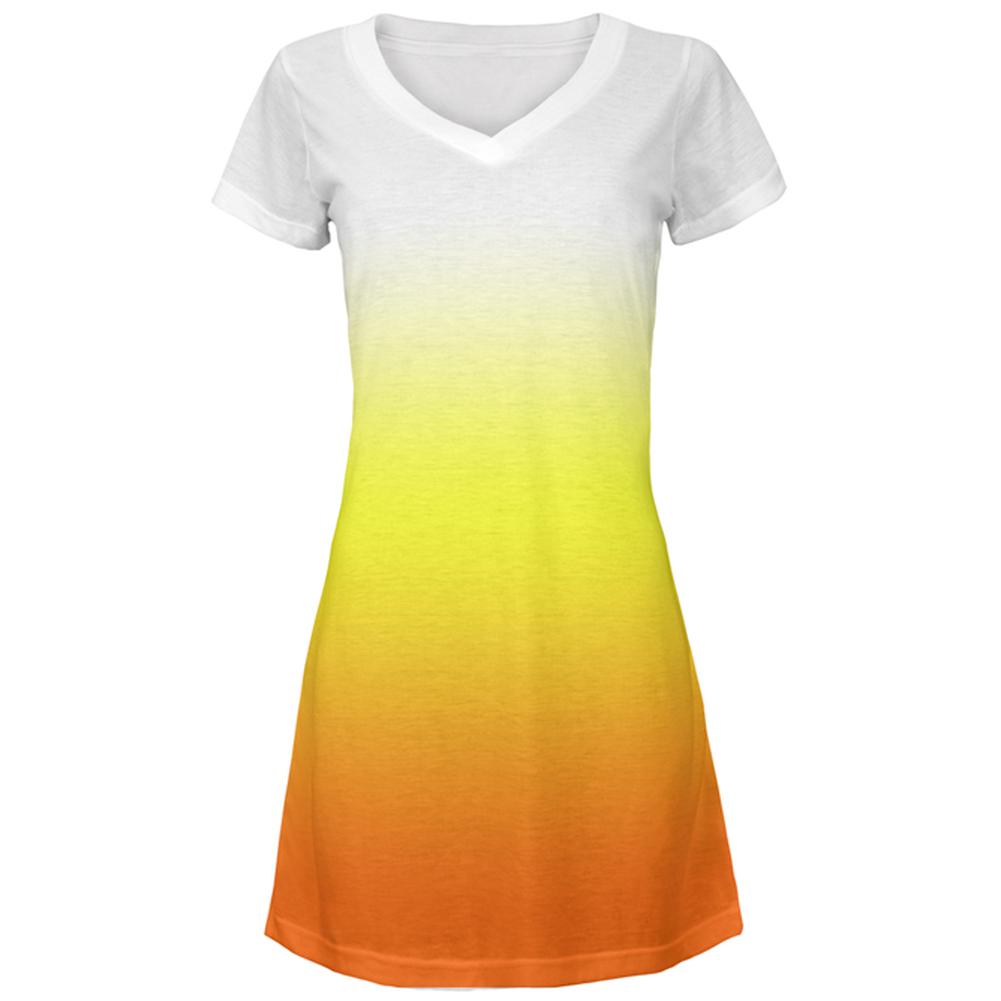 Halloween Candy Corn Ombre Costume All Over Juniors Beach Cover-Up Dress Juniors Dresses Old Glory LG Multi 