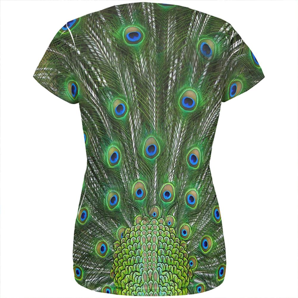 Halloween Costume Peacock Feathers Costume All Over Womens T Shirt Women's T-Shirts Old Glory   