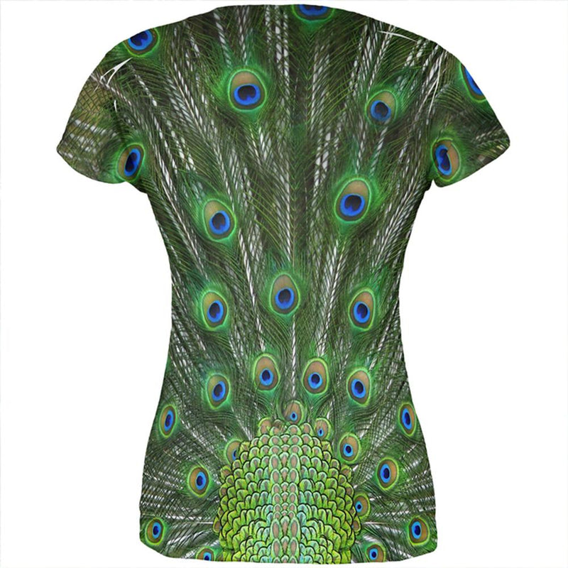 Halloween Peacock Feathers Costume All Over Juniors T Shirt Juniors T-Shirts Old Glory   