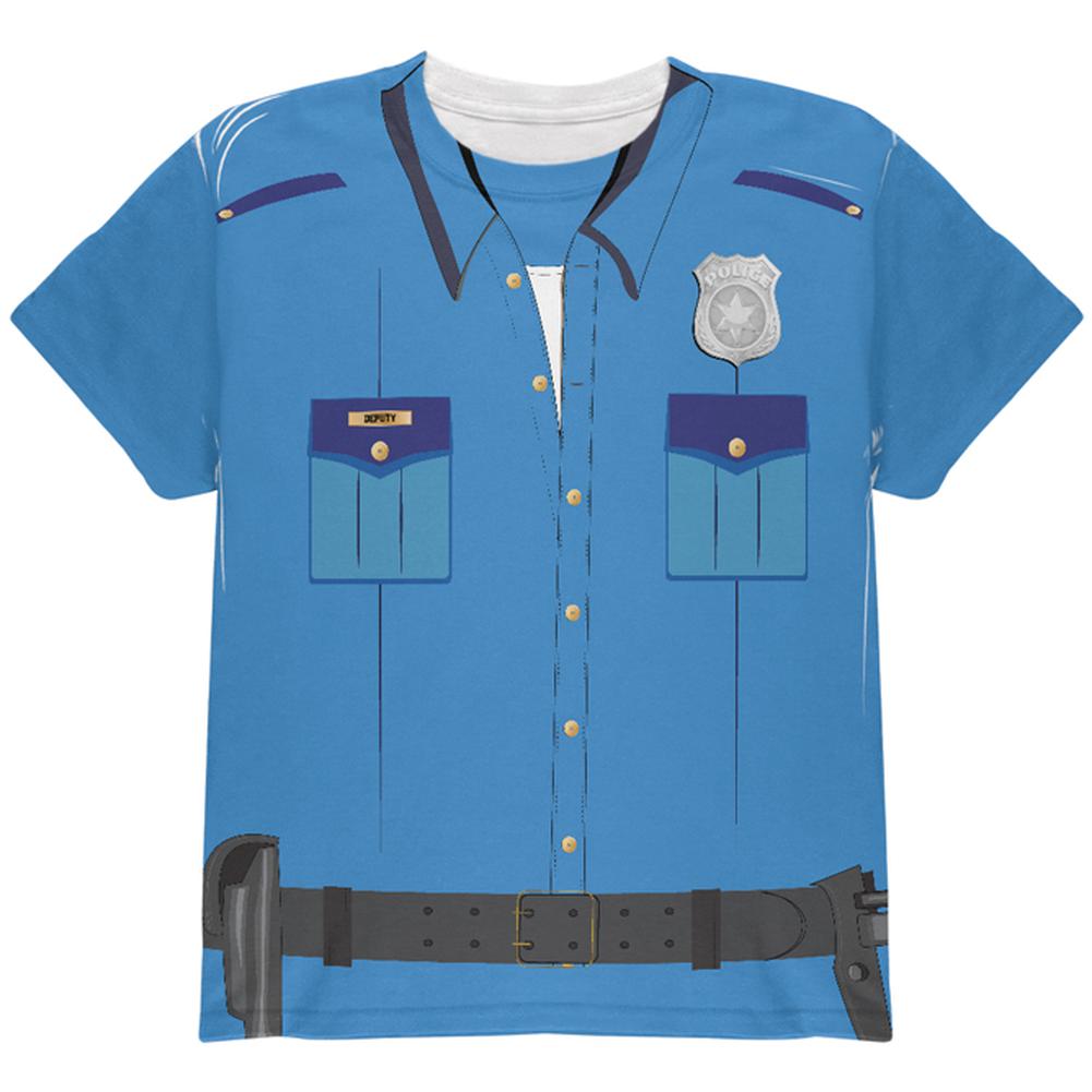 Halloween Costume Patrol Blue Police Officer Costume All Over Youth T Shirt Youth T-Shirts Old Glory LG Multi 