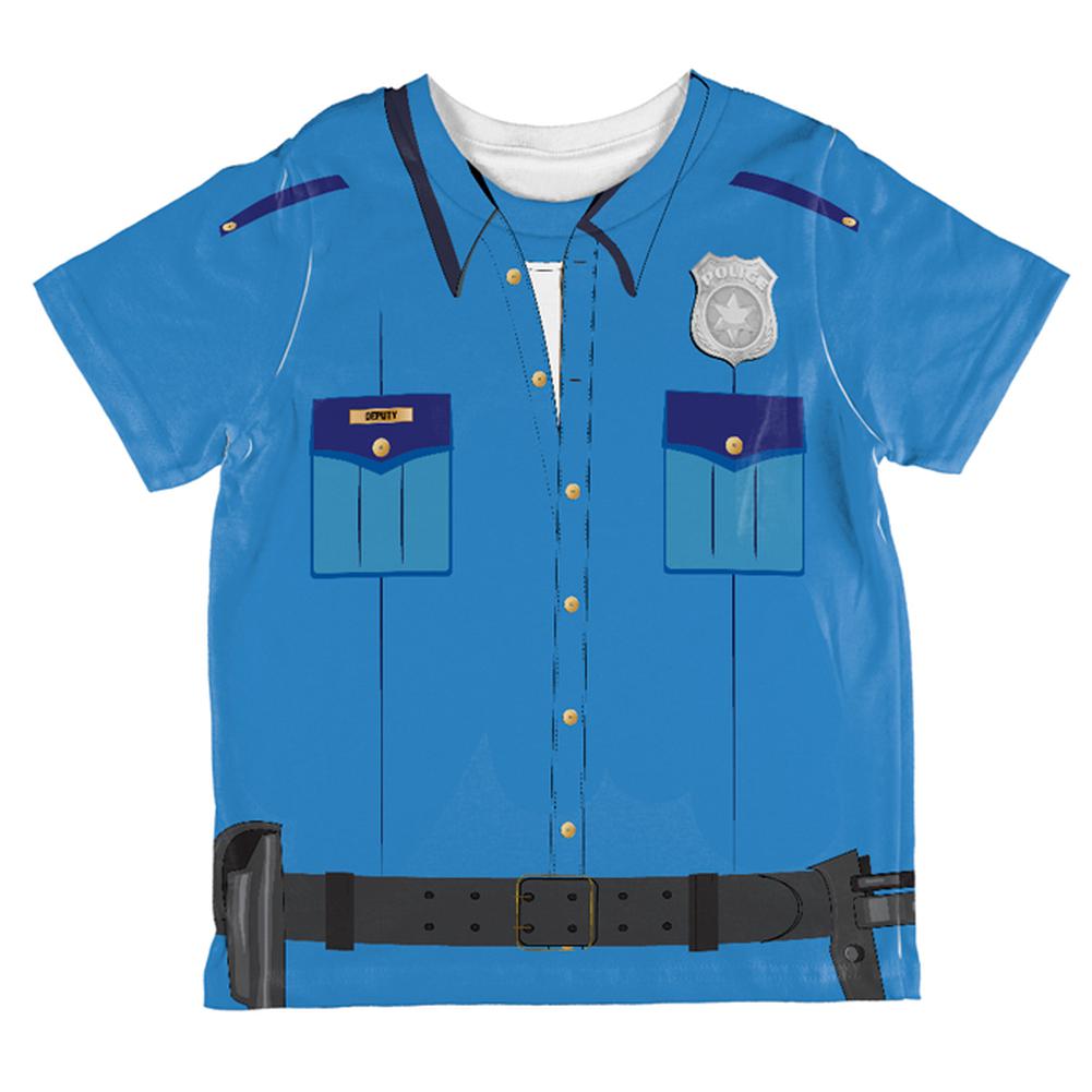 Halloween Costume Patrol Blue Police Officer Costume All Over Toddler T Shirt Toddler T-Shirts Old Glory 2T Multi 