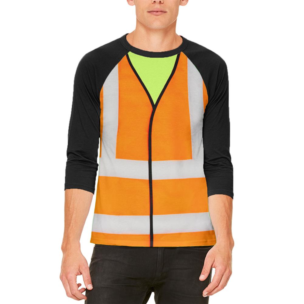 Halloween Costume Road Worker Construction Vest Costume Mens Raglan T Shirt Men's T-Shirts Old Glory 2XL White 