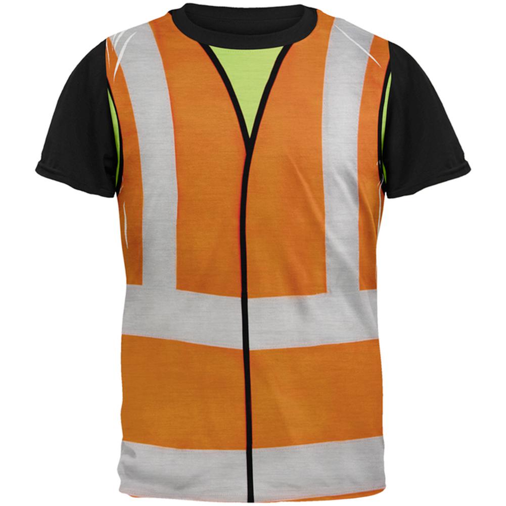 Halloween Road Worker Construction Vest Costume All Over Mens Black Back T Shirt Men's T-Shirts Old Glory LG Multi 