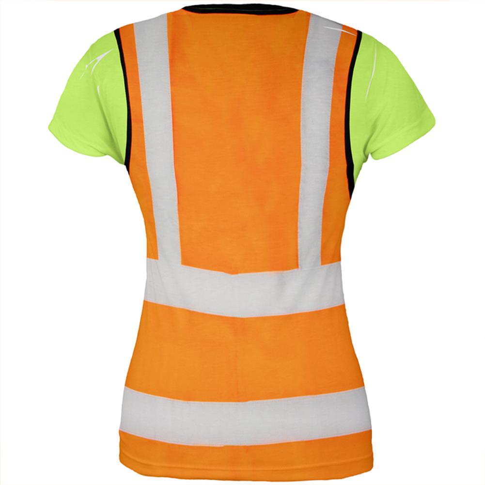 Halloween Road Worker Construction Vest Costume All Over Juniors T Shirt Juniors T-Shirts Old Glory   