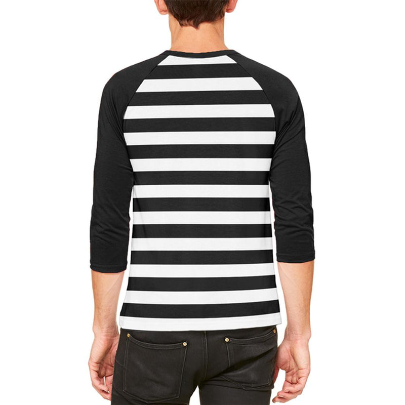 Halloween Prisoner Old Time Striped Costume Mens Raglan T Shirt Men's T-Shirts Old Glory   