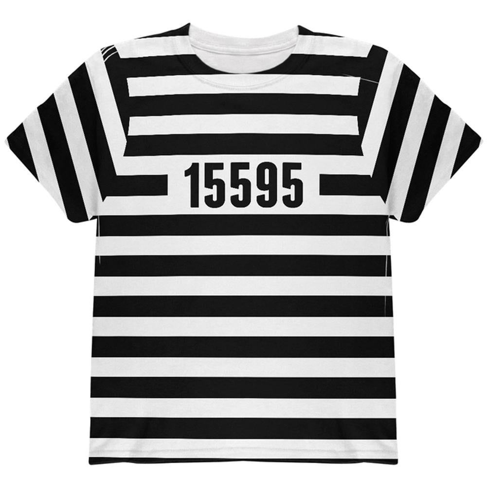 Halloween Prisoner Old Time Striped Costume All Over Youth T Shirt Youth T-Shirts Old Glory LG Multi 