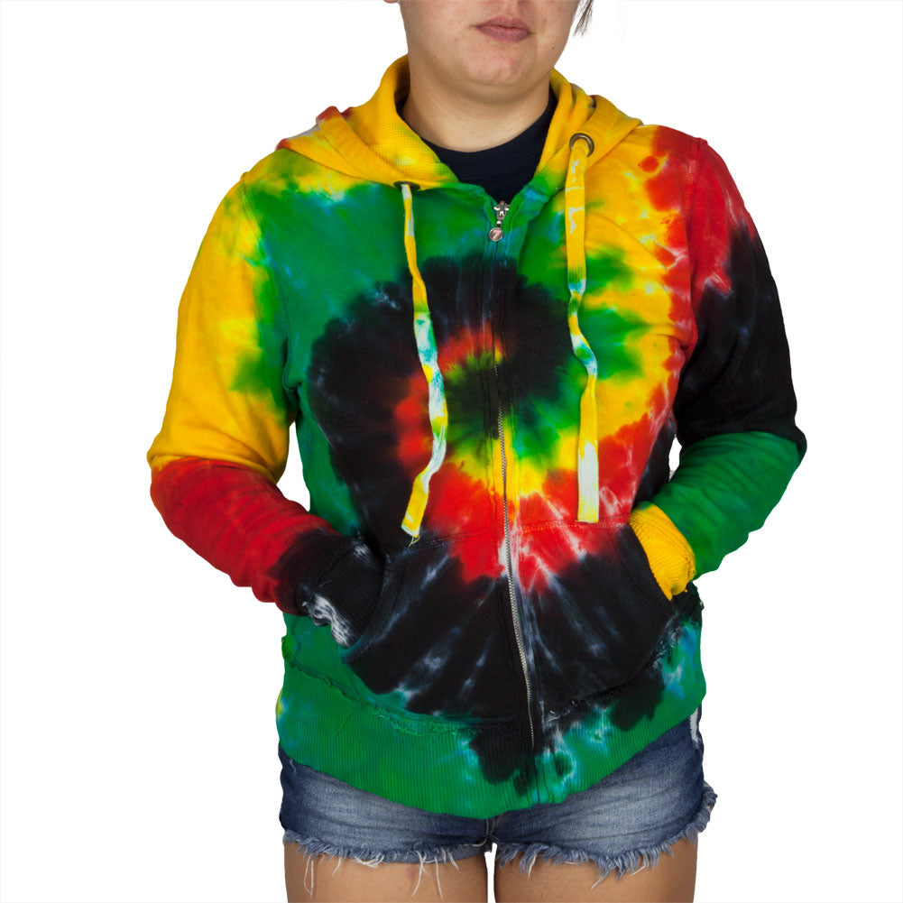 Tie Dye Womens Full Zip Hoodie Women's Hoodies Tie-Dye   