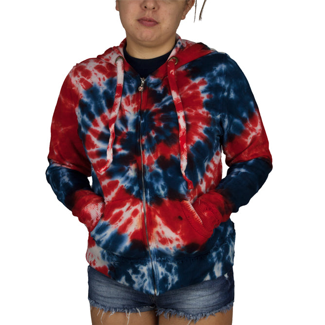 Tie Dye Womens Full Zip Hoodie Women's Hoodies Tie-Dye   