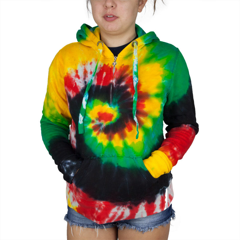 Tie Dye Womens 1/4 Zip Hoodie Women's Hoodies Tie-Dye   