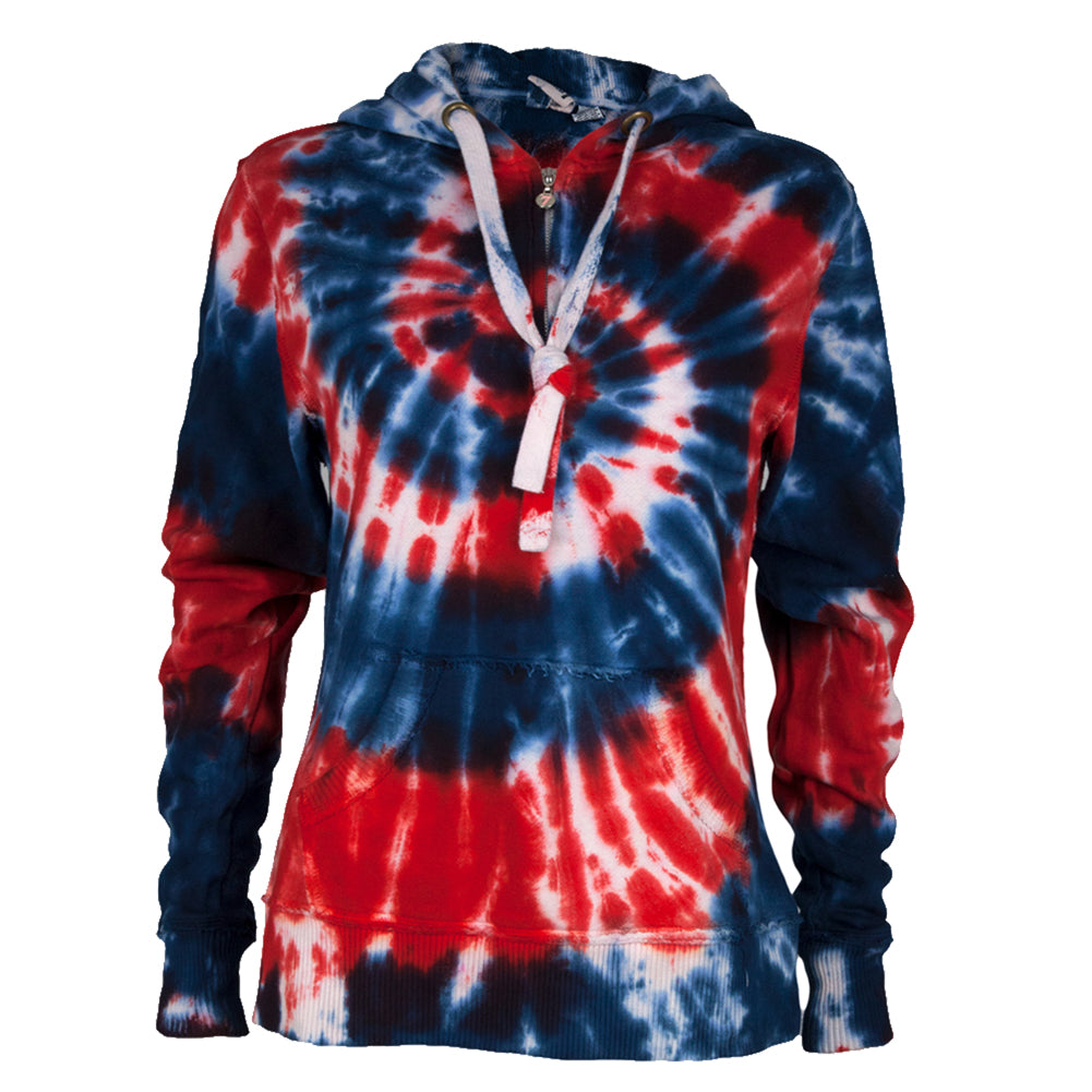 Tie Dye Womens 1/4 Zip Hoodie Women's Hoodies Tie-Dye   