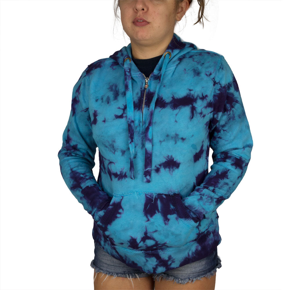 Tie Dye Womens 1/4 Zip Hoodie Women's Hoodies Tie-Dye   