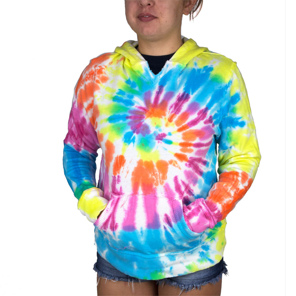 Tie Dye Womens V-Neck Hoodie Women's Hoodies Tie-Dye   