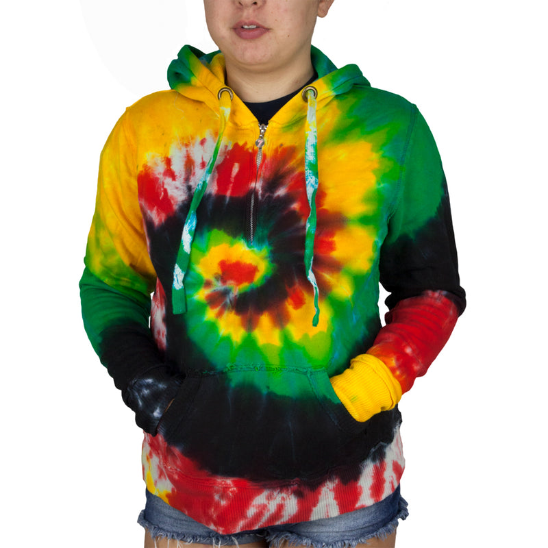 Tie Dye Womens V-Neck Hoodie Women's Hoodies Tie-Dye   