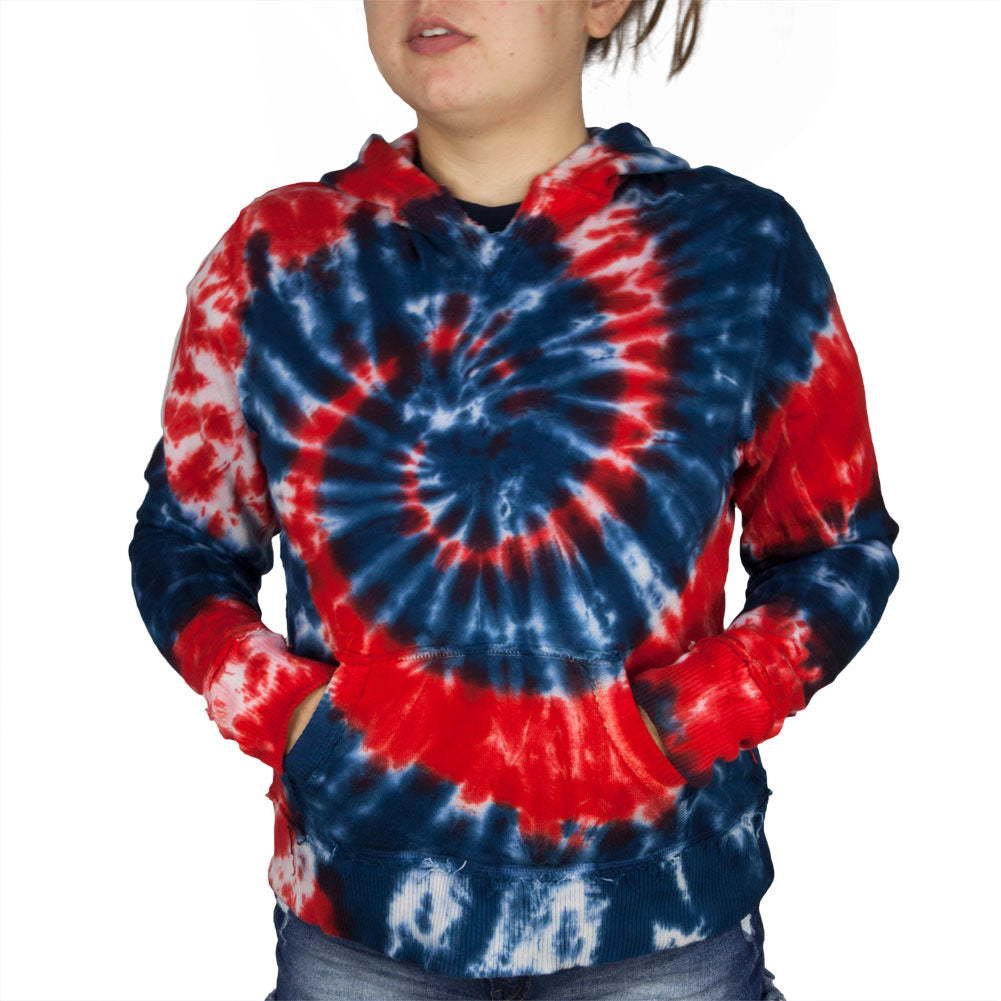 Tie Dye Womens V-Neck Hoodie Women's Hoodies Tie-Dye   