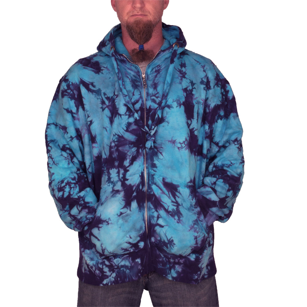 Tie-Dye Mens Full Zip Hoodie Men's Hoodies Tie-Dye SM Sadie Blue 