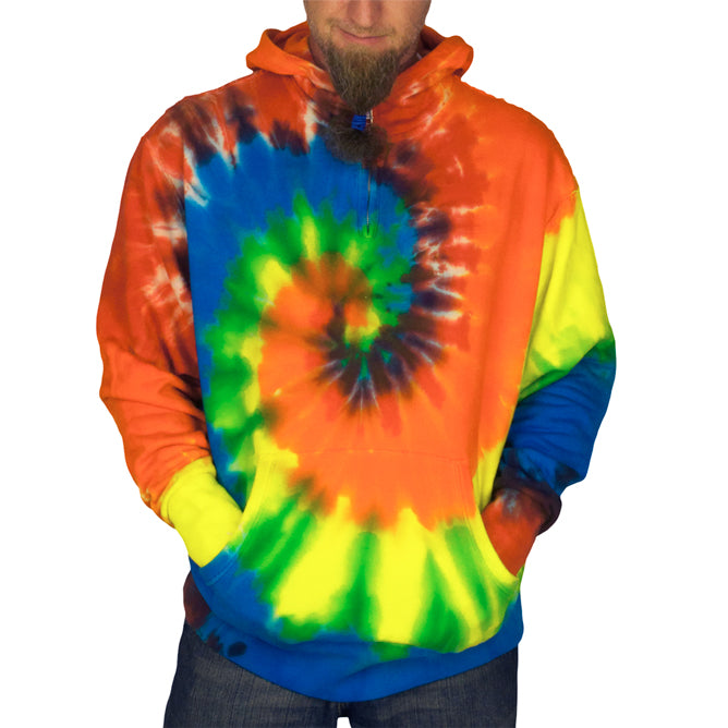 Swirl Tie Dye Quarter-Zip Mens Hoodie Men's Hoodies Tie-Dye   