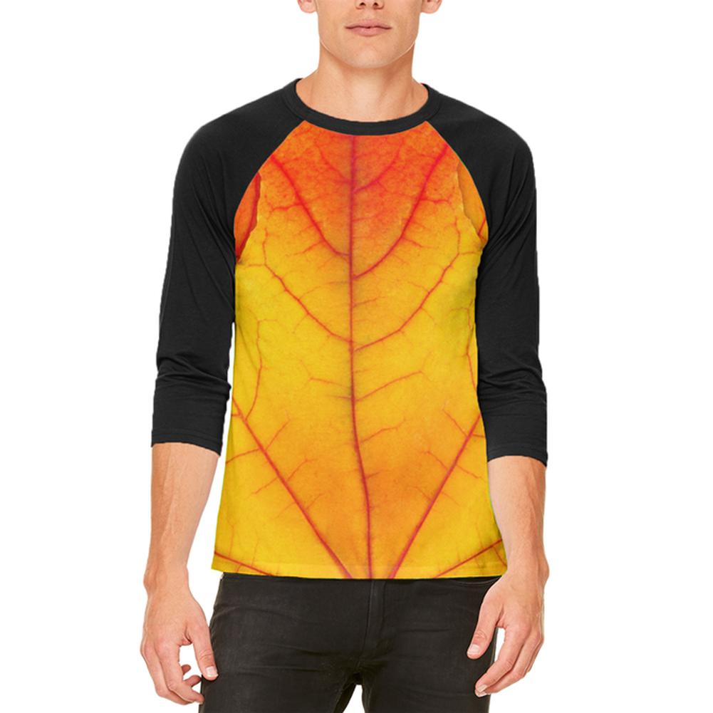 Halloween Autumn Fall Leaf Costume Mens Raglan T Shirt Men's T-Shirts Old Glory 2XL White 