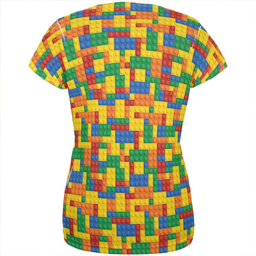 Halloween Building Blocks Costume All Over Womens T Shirt Women's T-Shirts Old Glory   