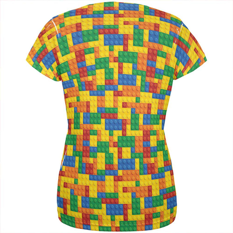 Halloween Building Blocks Costume All Over Womens T Shirt Women's T-Shirts Old Glory   