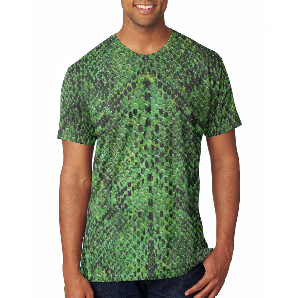 Halloween Green Snake Snakeskin Costume All Over Mens T Shirt Men's T-Shirts Old Glory 2XL White 