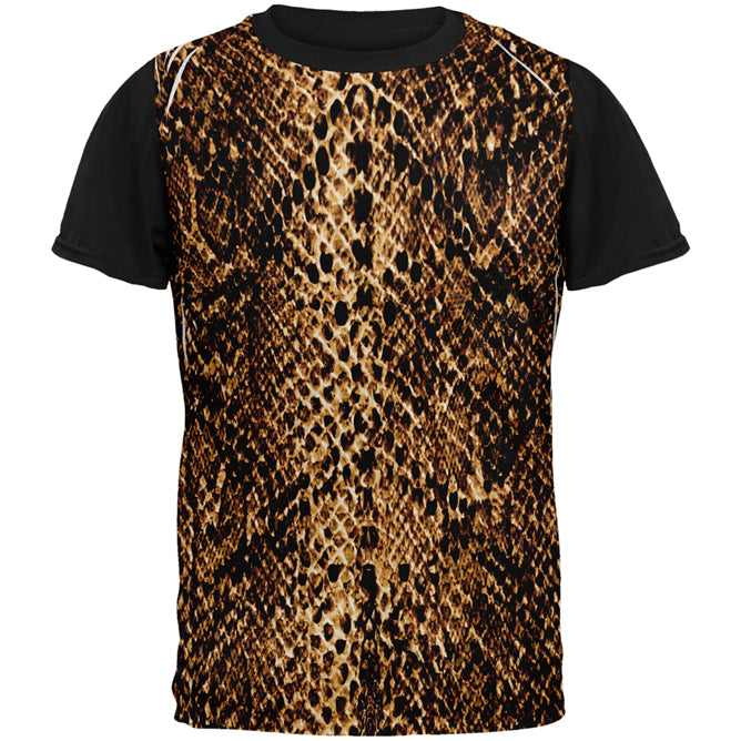 Halloween Desert Brown Snake Snakeskin Costume All Over Mens Black Back T Shirt Men's T-Shirts Old Glory SM Multi 