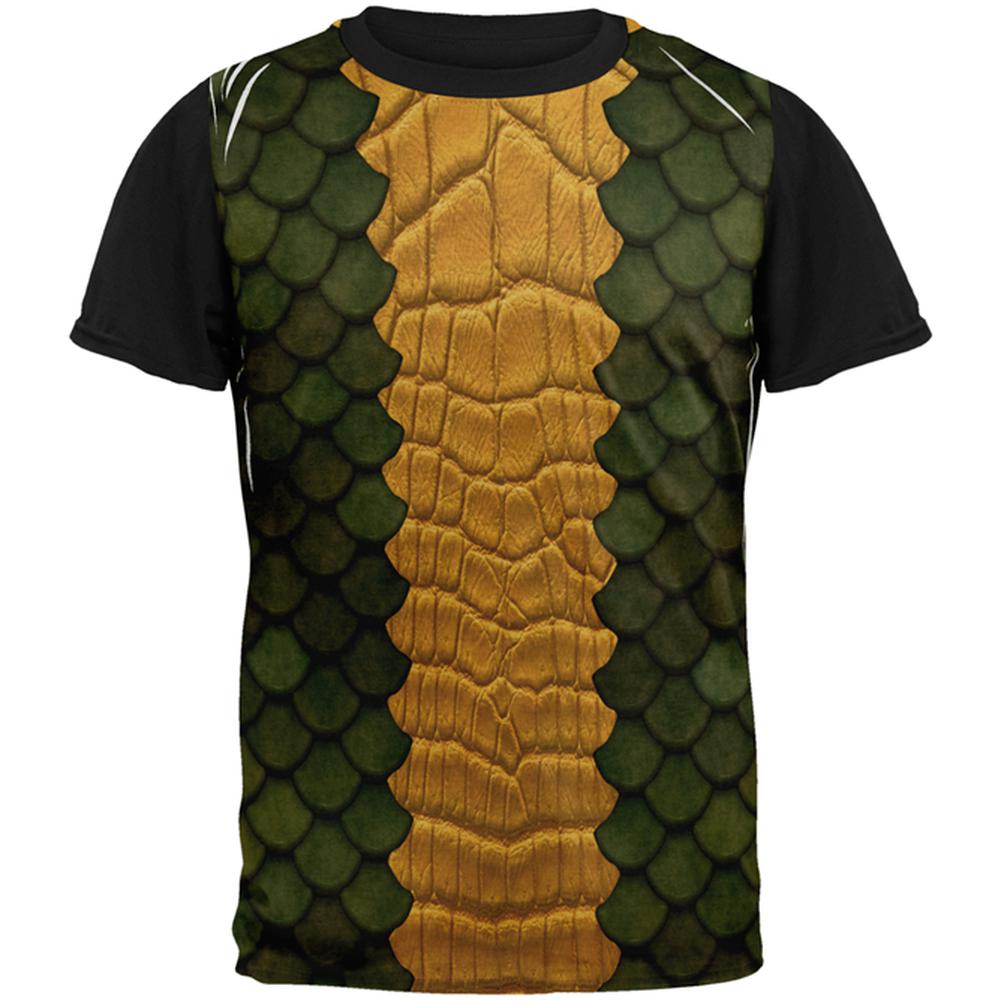 Halloween Green Dragon Costume All Over Mens Black Back T Shirt Men's T-Shirts Old Glory LG Multi 