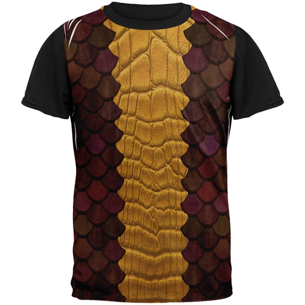 Halloween Red Dragon Costume All Over Mens Black Back T Shirt Men's T-Shirts Old Glory LG Multi 