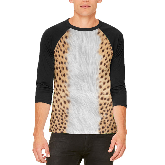 Halloween Costume Cheetah Costume Mens Raglan T Shirt Men's T-Shirts Old Glory LG White 